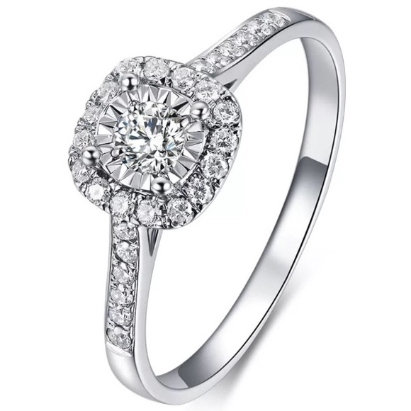 Solitaire Simulated Diamond With Halo Size 6 - Picture 5 of 5